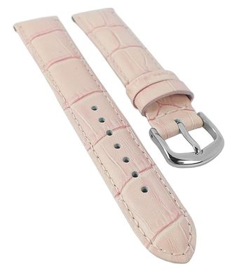 Herzog Uhrenarmband Louisiana-Print | Leder, hellrosa mit Naht 30115