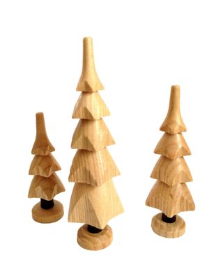 Holzdekoration 3 Holzbäume natur Höhe=11cm NEU Baum Weihnachten Seiffen Spanbäum