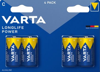 Varta Batterien C Baby, 4er Blister, Longlife Power, Alkaline, 1,5V, ideal für