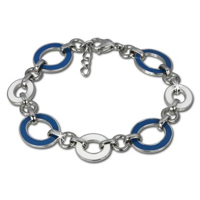 Amello Armband Damen Oval Edelstahl blau weiß Schmuck ESAG01B