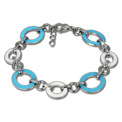 Amello Armband Damen Oval Edelstahl türkis weiß Schmuck ESAG01T