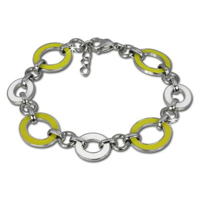 Amello Armband Damen Oval Edelstahl gelb weiß Schmuck ESAG01Y