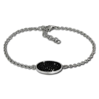 Amello Armband Damen Oval Edelstahl schwarz Schmuck ESAS01S