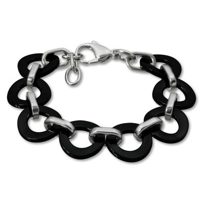 Amello Armband Damen Ring Edelstahl Keramik silber schwarz Schmuck ESAX01S