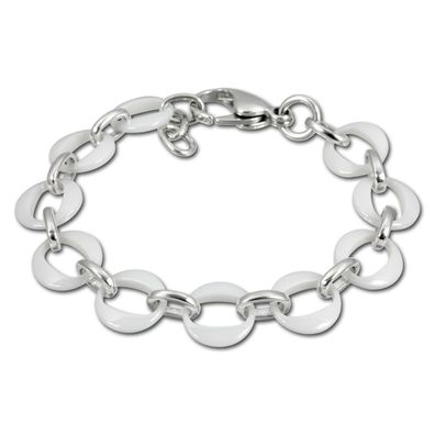 Amello Armband Damen Ringe Edelstahl Keramik silber weiß Schmuck ESAX02W