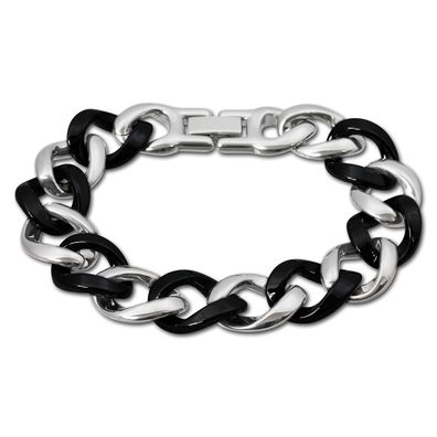 Amello Armband Damen Panzer Edelstahl Keramik silber schwarz Schmuck ESAX10S