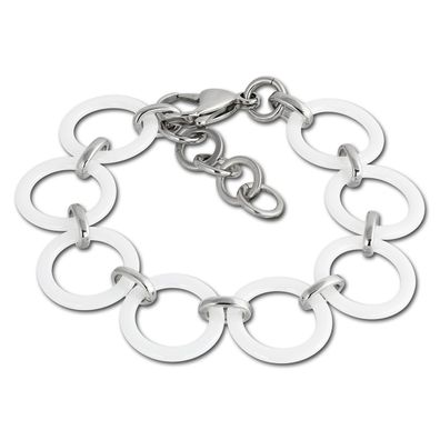 Amello Armband Damen Circle Edelstahl Keramik silber weiß Schmuck ESAX14W