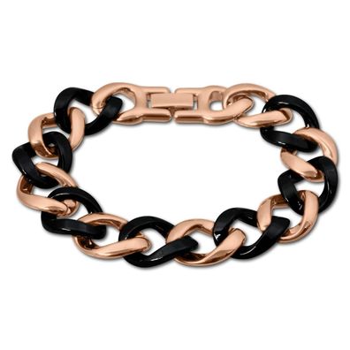 Amello Armband Damen Panzer Edelstahl rosegold schwarz Schmuck ESAX20S8