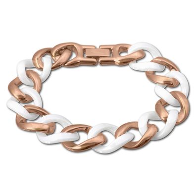 Amello Armband Damen Panzer Edelstahl rosegold weiß Schmuck ESAX20W0