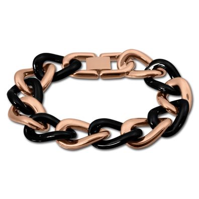 Amello Armband Damen Panzer Edelstahl rosegold schwarz Schmuck ESAX22S0