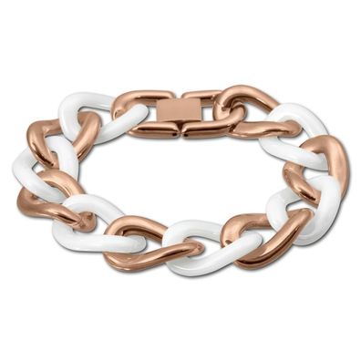 Amello Armband Damen Panzer Edelstahl rosegold weiß Schmuck ESAX22W0