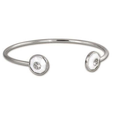 Amello Armreifen Damen Rund Edelstahl Keramik silber weiß Schmuck ESAX24W5