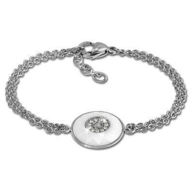 Amello Armband Damen Rund Edelstahl Keramik silber weiß Schmuck ESAX29W8