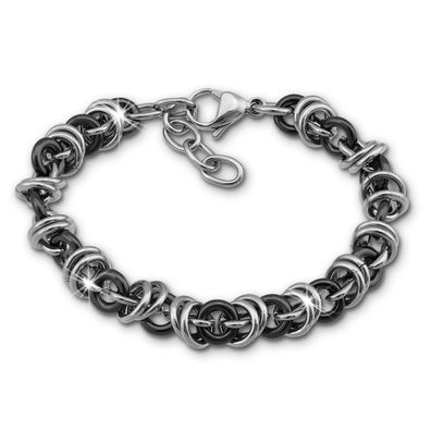 Amello Armband Damen Ringe Edelstahl Keramik silber schwarz Schmuck ESAX39S8