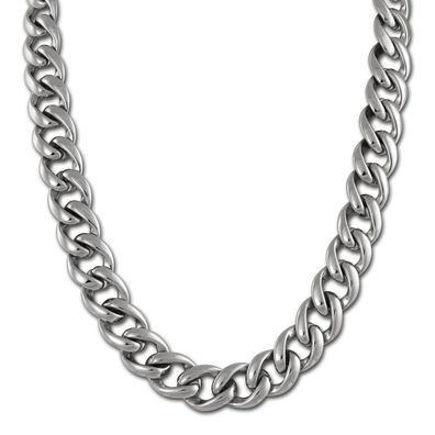 Amello Damen Halskette Edelstahl 50cm Panzer Schmuck silber glänzend ESKX18J0