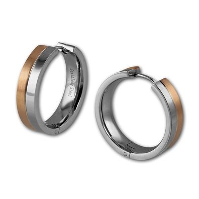 Amello Damen Edelstahl Ohrringe Creolen silber rosegold 25mm ESOS712