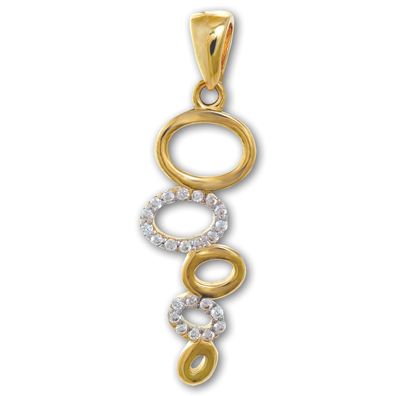 GoldDream 333 GOLD Ketten-Anhänger Ovale weiße Zirkonia Halsschmuck 8 GDH512WY