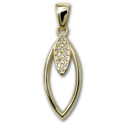 GoldDream Kettenanhänger Ovale Zirkonia weiß 333 Gold Echtschmuck GDH517WY