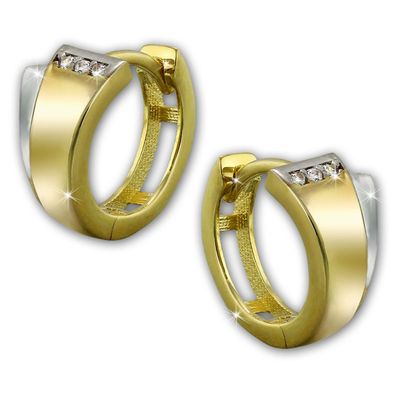 GoldDream Damen Ohrringe Zweifarbig Zirkonia Creolen 333er Gelbgold GDO5101T