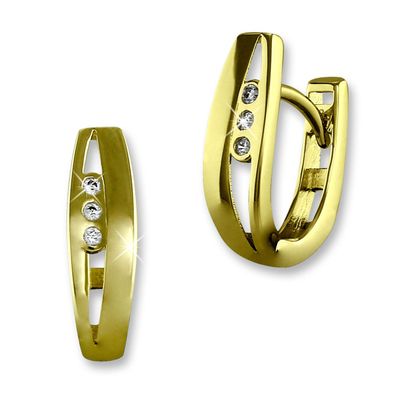 GoldDream Damen Ohrringe Rechteck Zirkonia Creolen ECHT 333 Gelbgold GDO537WY