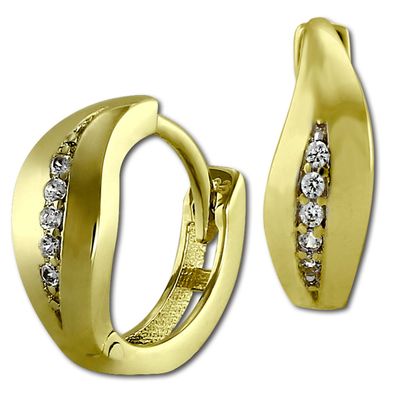 GoldDream Damen Ohrringe Blatt Zirkonia Creolen ECHT 333er Gelbgold GDO538WY