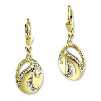 GoldDream Damen Ohrringe Fächer Zirkonia Ohrhänger ECHT 333 Gelbgold GDO554WY