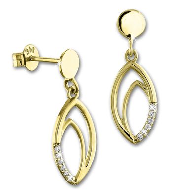 GoldDream Damen Ohrringe Oval Zirkonia Ohrstecker ECHT 333er Gelbgold GDO558WY