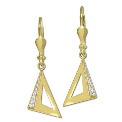 GoldDream Damen Ohrringe Dreieck Zirkonia Ohrhänger ECHT 333er Gelbgold GDO5652Y
