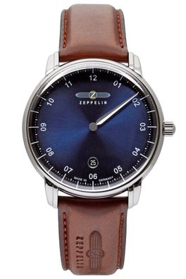 Zeppelin Herrenuhr New Captain's Line Monotimer Braun/Blau 8642-3