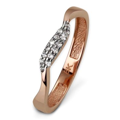 GoldDream 8 Karat Gold Ring Gr.54 Welle Zirkonia weiß 333er Rosegold GDR501E54