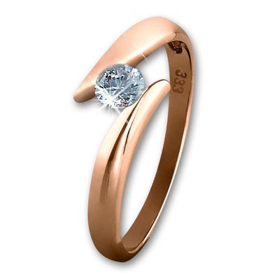 GoldDream Ring Damen Gr. 60 Big Zirkonia Rosegold 8 Karat Zirkonia GDR512E60