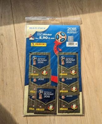 Panini WM WC 2018 Multi Pack 7 Tüten = 35 Sticker OVP Neu Messi Ronaldo