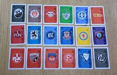 Topps Bundesliga 2014/15 - 18 X WAPPEN der 2. Bundesliga Leipzig Union KSC
