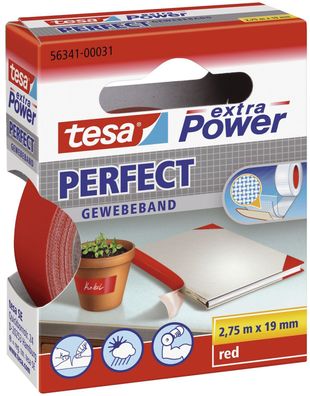 tesa® 56341-00031-03 Gewebeklebeband extra Power Perfect - 2,75 m x 19 mm, rot