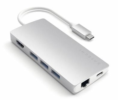 Satechi Type-C Multi-Port Hub 4K Ethernet V2 für Geräte mit USB-C Anschluss - Silber