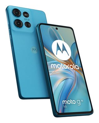 moto g75 5G 256GB, Handy Aqua Blue, Kunstleder, Android 14, 8 GB LPDDR4X