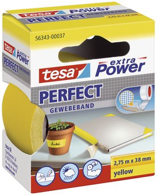 tesa® 56343-00037-03 Gewebeklebeband extra Power Perfect - 2,75 m x 38 mm, gelb