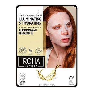 Iroha Nature Tuchmaske Vitamin C & Hyaluronsäure, 20ml - Feuchtigkeitsspendend & Illu