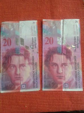 Original 2 x 20 Franken Schweiz Banknote Schweiz Honegger Arthur Honegger