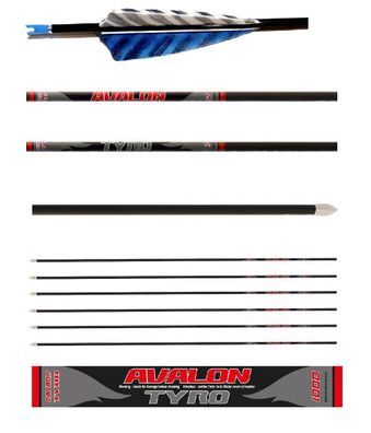 Carbonpfeil Trainingspfeil Pfeil Avalon Tyro mit 4 Zoll Naturfedern blau-weiß