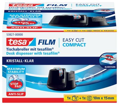 tesa® 53827-00000-02 Tischabroller Easy Cut® Compact - für Rollen bis 33m : 19mm,