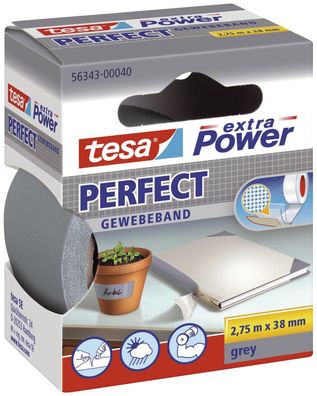 tesa® 56343-00040-03 Gewebeklebeband extra Power Perfect - 2,75 m x 38 mm, grau