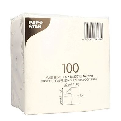 Papstar 88568 Servietten - 30 x 30 cm, 1-lagig, weiß, 100 Stück