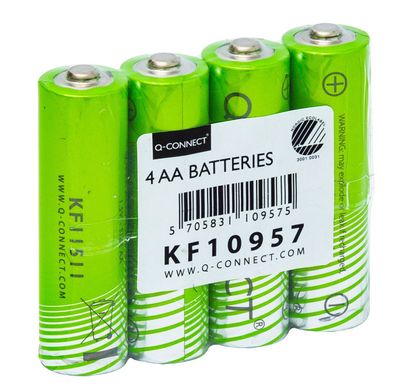 Q-CONNECT KF10957 Batterie AA/LR6, Nordic Swan, 4 Stück, grün