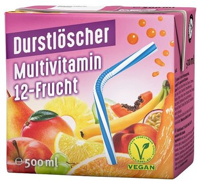 Durstlöscher 14492 Multivitamin - 12 x 0,5L, Vegan