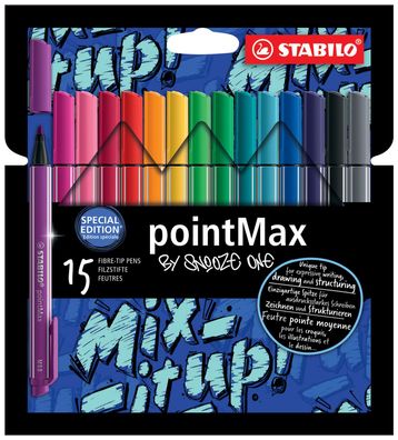 Stabilo 488/15-06 Filzschreiber pointMax - 0,8 mm, 15 Farben sortiert, Etui Snooze