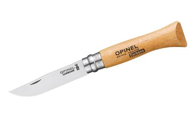 OPINEL Messer No 06 Carbon Griff Buche 7,2cm lange Carbonstahlklinge