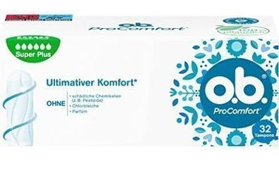 O.B. ProComfort, Super Plus, 32 Stück - Starke Tage Schutz