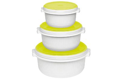 EMSA Mikrowellentopfset Micro Family 0,5/1/1,5 l weiß/limette 3teilig