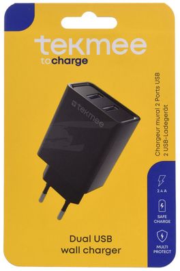 TEKMEE 40 43 01 86 Ladeadapter 2x USB-A schwarz